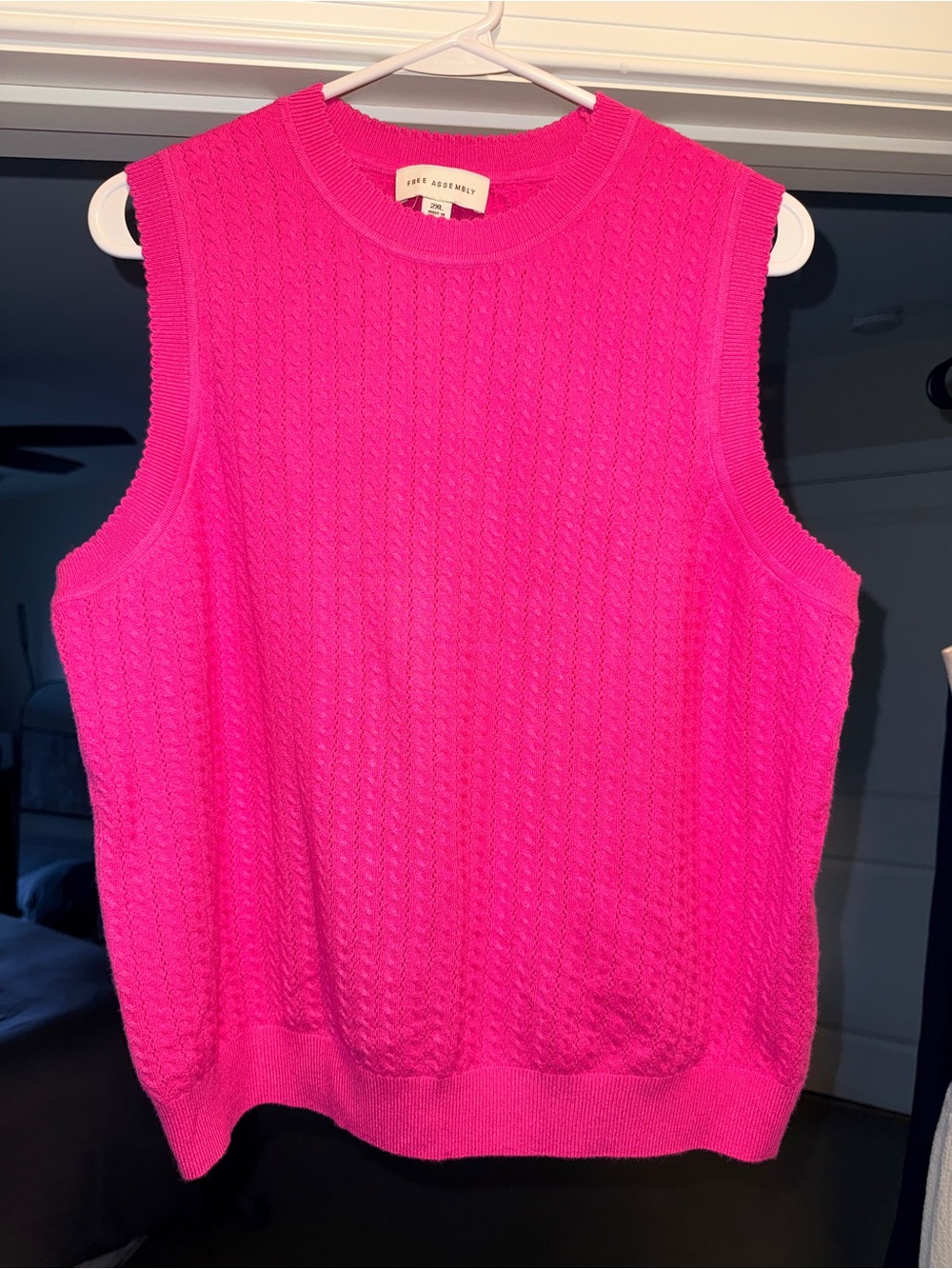 Sleeveless Cable Knit Tank Top - Hot Pink - Free Assembly